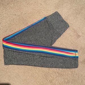 Spiritual Gangster Gray Rainbow Stripe Leggings